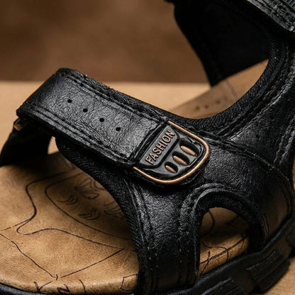 Esme Unisex Leather Look Three Strap Trekking Sandals, view 3