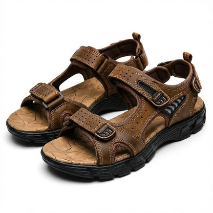 Esme Unisex Leather Look Three Strap Trekking Sandals, view 4