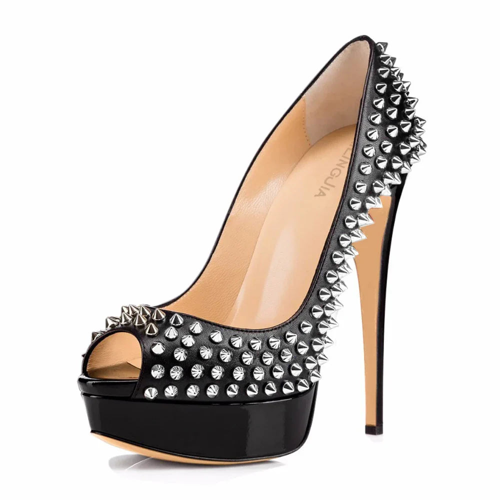 Ursula Women's Studded Stiletto Court Shoes, view 5