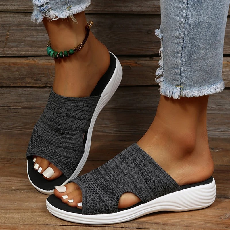 Kitty Women's Textured Strap Slip On Slide Sandals, view 4