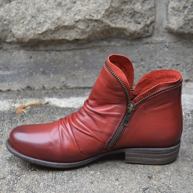 Thea Women's Leather Look Leather Ankle Boots, view 3
