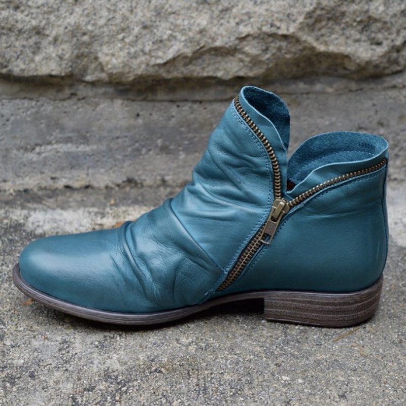 Thea Women's Leather Look Leather Ankle Boots, view 5