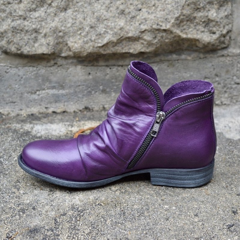 Thea Women's Leather Look Leather Ankle Boots, view 4