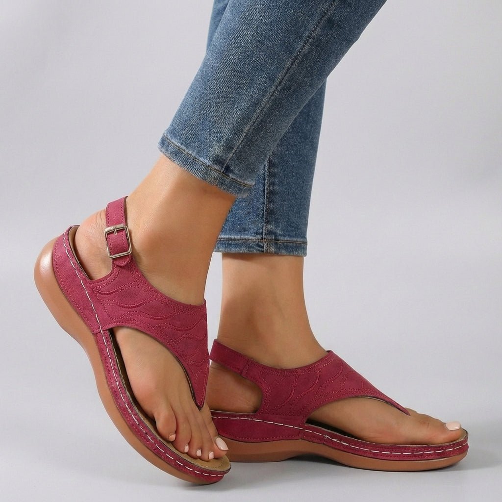 Elsie Women's Embroidered Ankle Strap Wedge Sandals, view 1