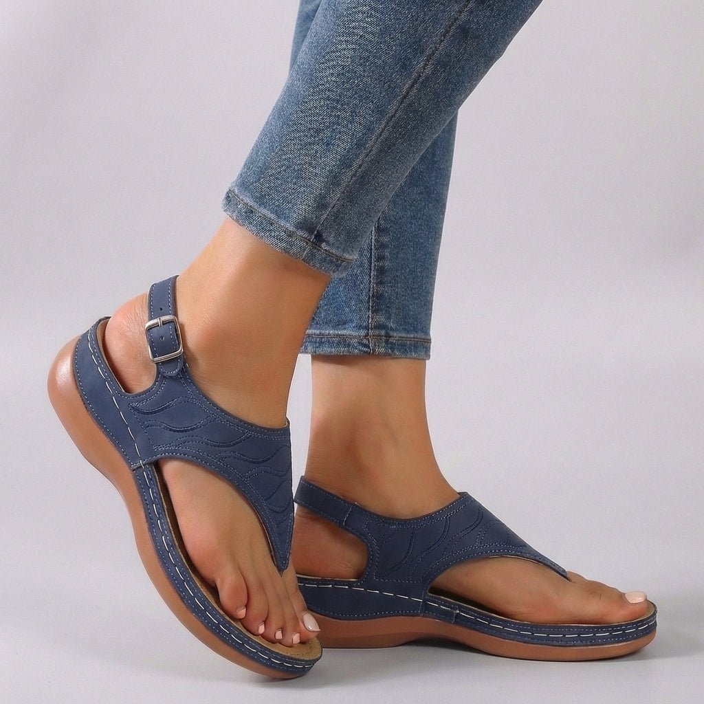 Elsie Women's Embroidered Ankle Strap Wedge Sandals, view 3