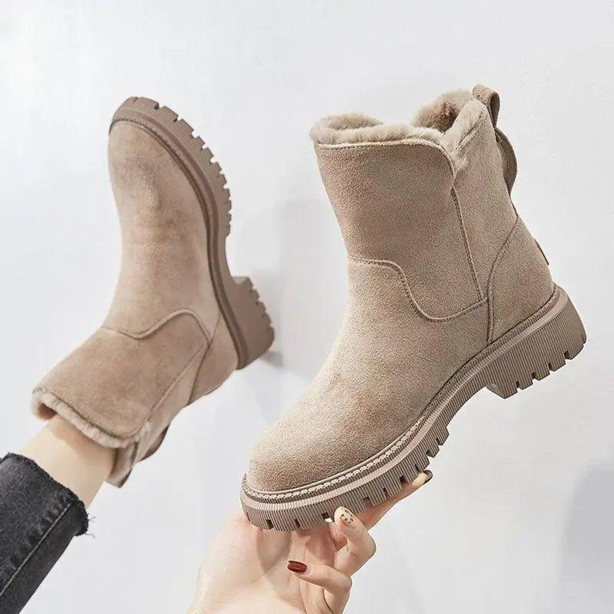 Wren Women's Suede Faux Fur Lined Platform Ankle Boots, view 2