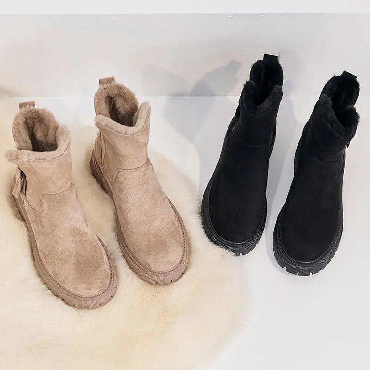 Wren Women's Suede Faux Fur Lined Platform Ankle Boots, view 5