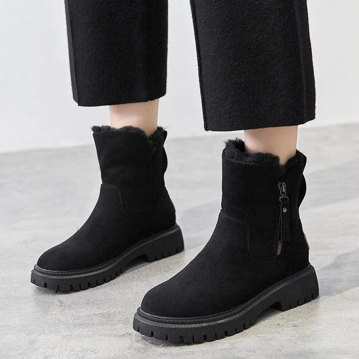 Wren Women's Suede Faux Fur Lined Platform Ankle Boots, view 6