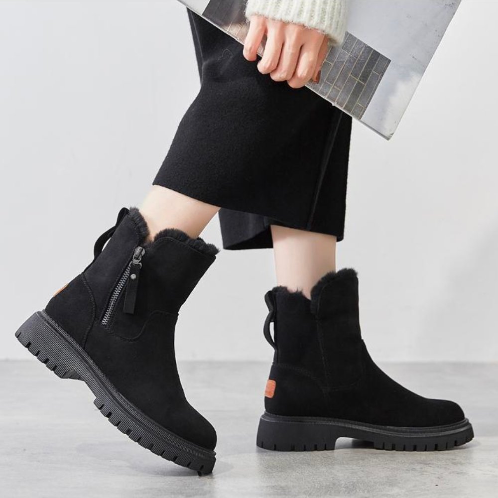 Briar Women's Suede Chunky Sole Leather Ankle Boots, view 3