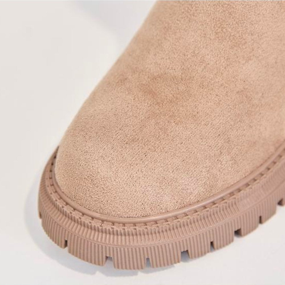 Briar Women's Suede Chunky Sole Leather Ankle Boots, view 9