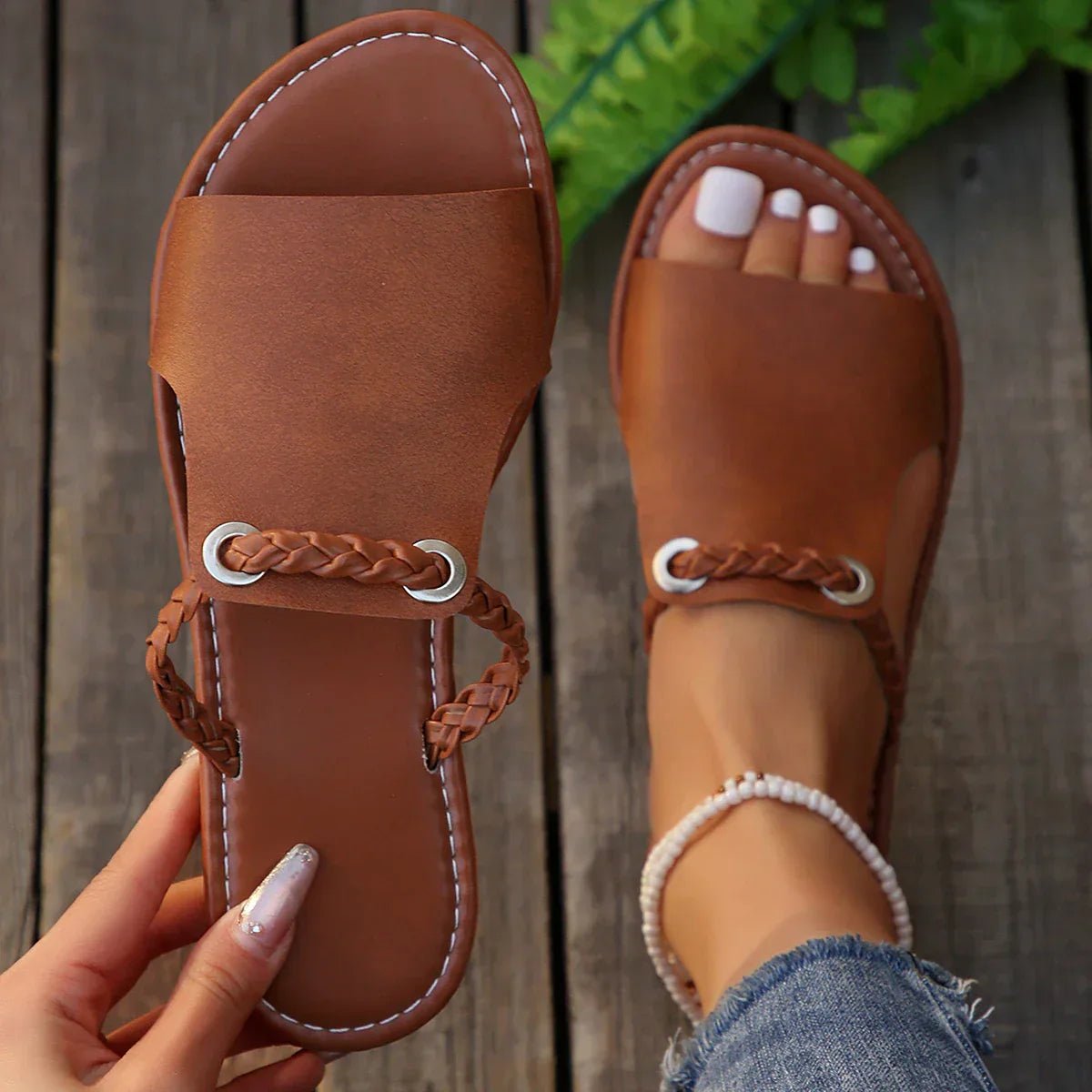 Maeve Women's Braided Strap Flat Sandals, view 1