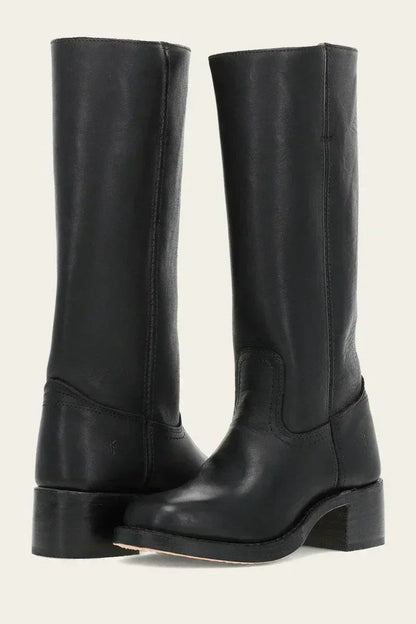 Adeline Women's Leather Pull On Block Heel Knee High Boots, view 6