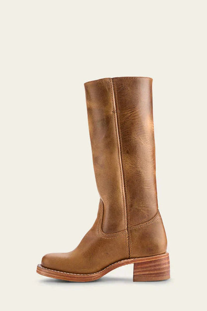 Adeline Women's Leather Pull On Block Heel Knee High Boots, view 9