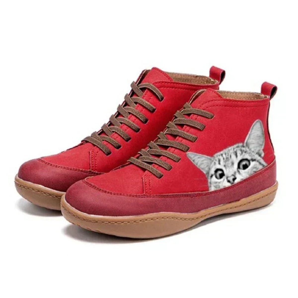 Elsie Women's Cat Print Lace Up Ankle Boots, view 5