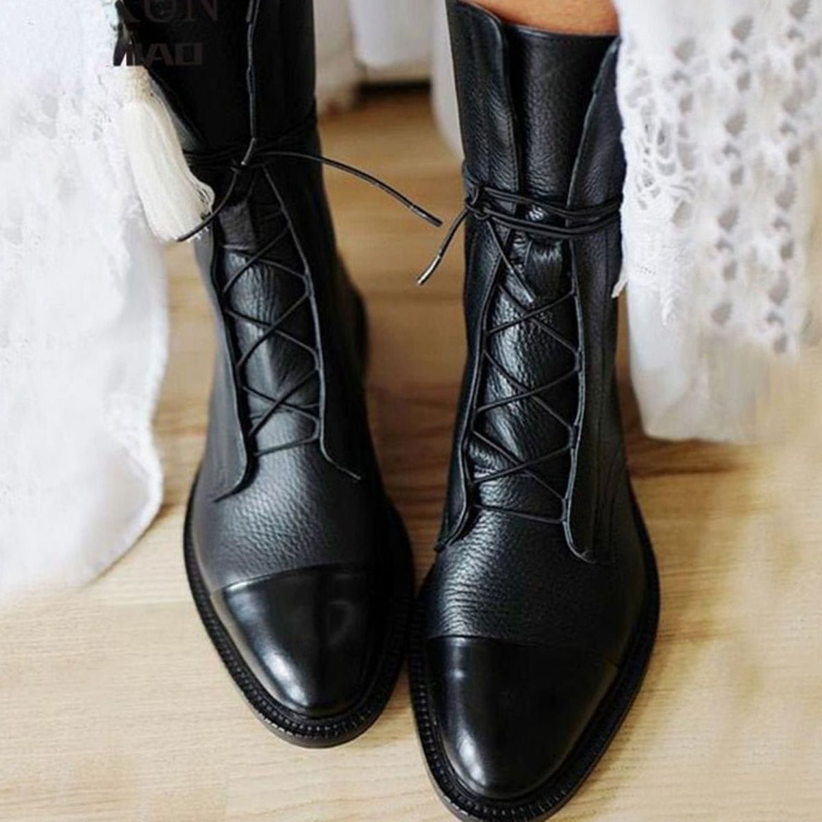 Sadie Women's Leather Lace Up Ankle Boots, view 2