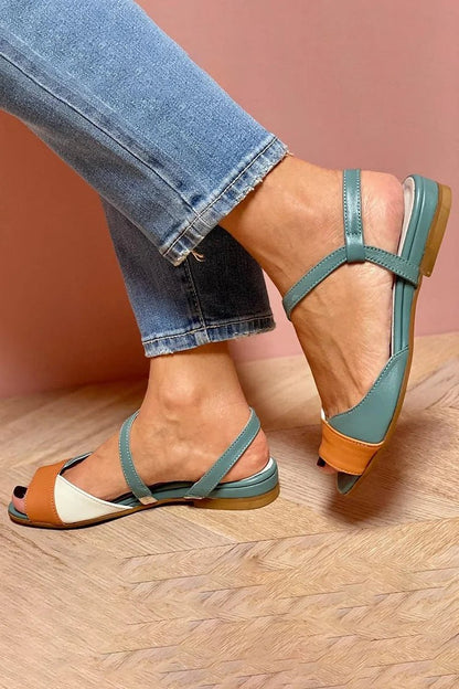 Wren Women's Colour Block Open Toe Ankle Strap Flat Sandals, view 2