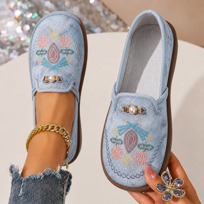 Harriet Women's Embroidered Floral Loafers, view 2