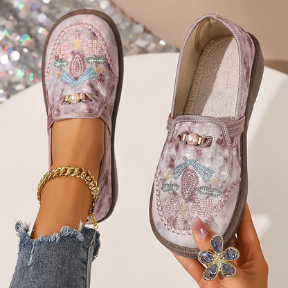 Harriet Women's Embroidered Floral Loafers, view 3
