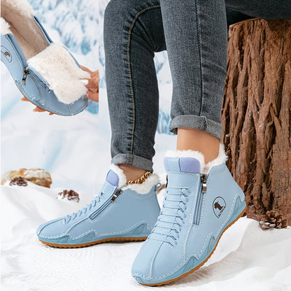Maeve Women's Faux Fur Lined Lace Up Ankle Boots, view 11