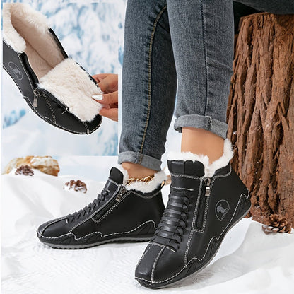 Maeve Women's Faux Fur Lined Lace Up Ankle Boots, view 12
