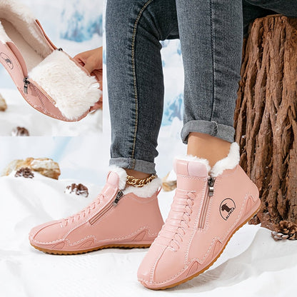 Maeve Women's Faux Fur Lined Lace Up Ankle Boots, view 5