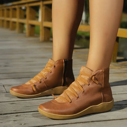 Willow Women's Faux Leather Lace Up Ankle Boots, view 7