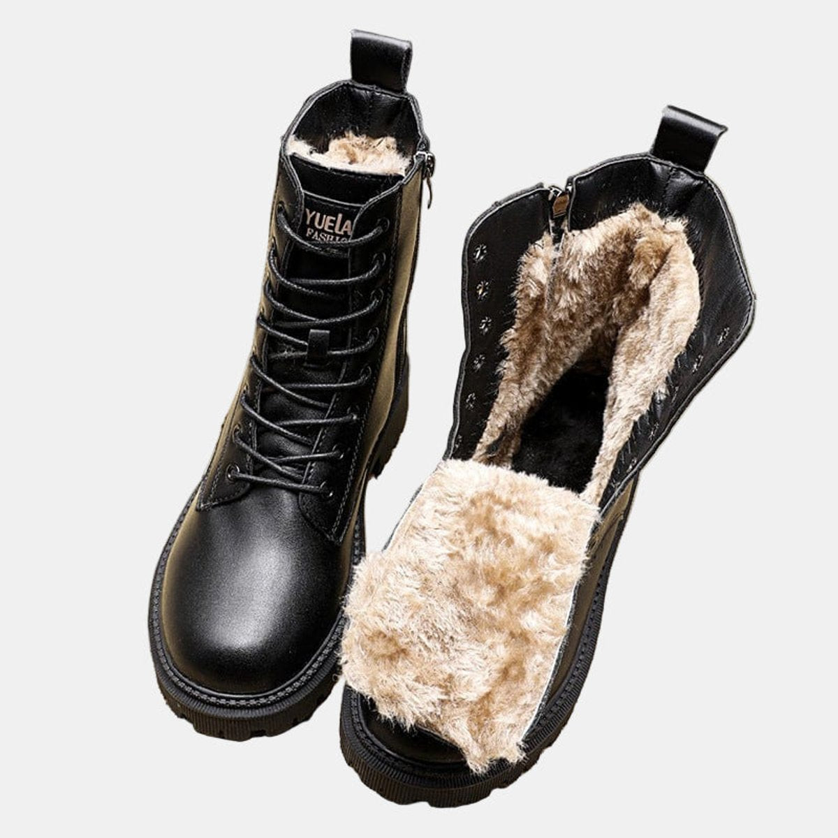 Poppy Women's Sherpa Lined Lace Up Ankle Boots, view 1