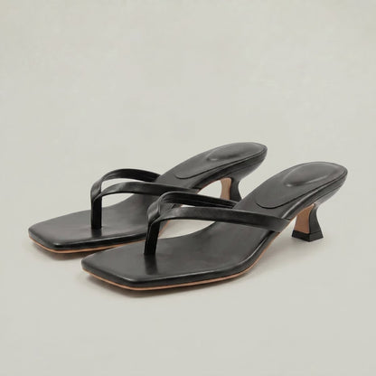Celeste Women's Kitten Heel Thong Slip On Sandals, view 3