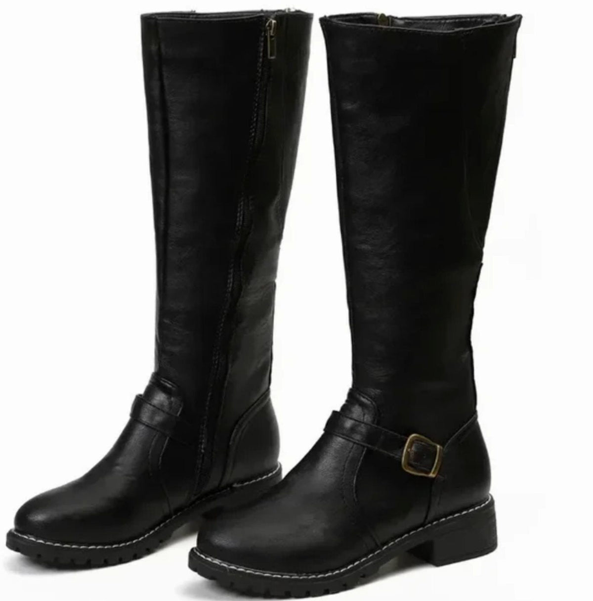 Maeve Women's Leather Buckle Strap Knee High Boots, view 8
