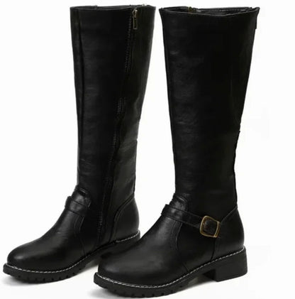 Maeve Women's Leather Buckle Strap Knee High Boots, view 8