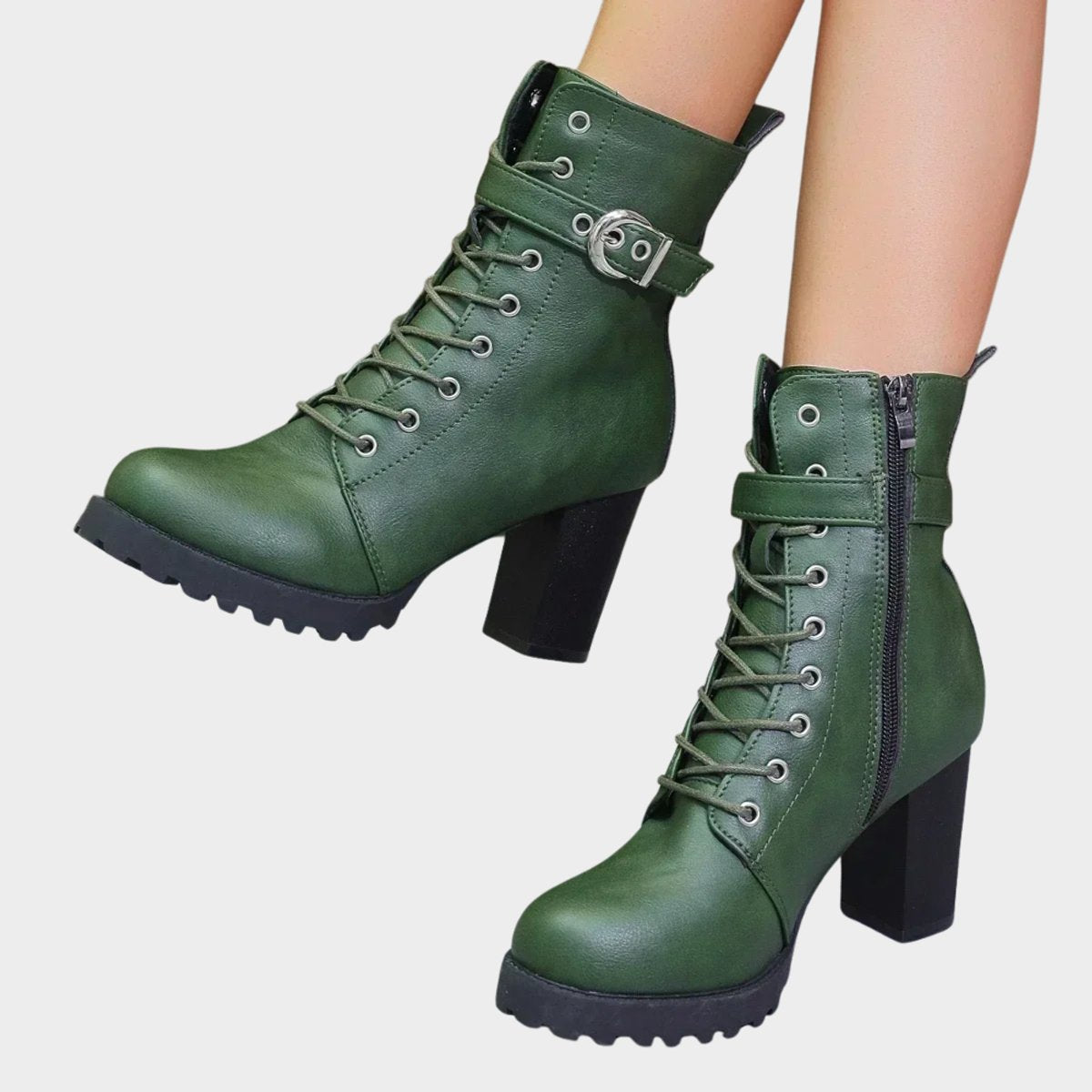 Nora Women's Lace Up Block Heel Combat Ankle Boots, view 2