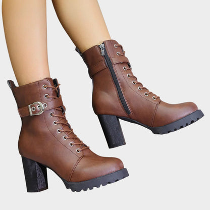 Nora Women's Lace Up Block Heel Combat Ankle Boots, view 8