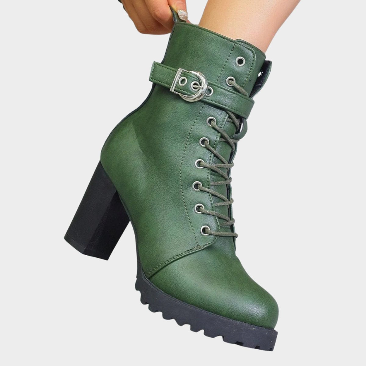 Nora Women's Lace Up Block Heel Combat Ankle Boots, view 9