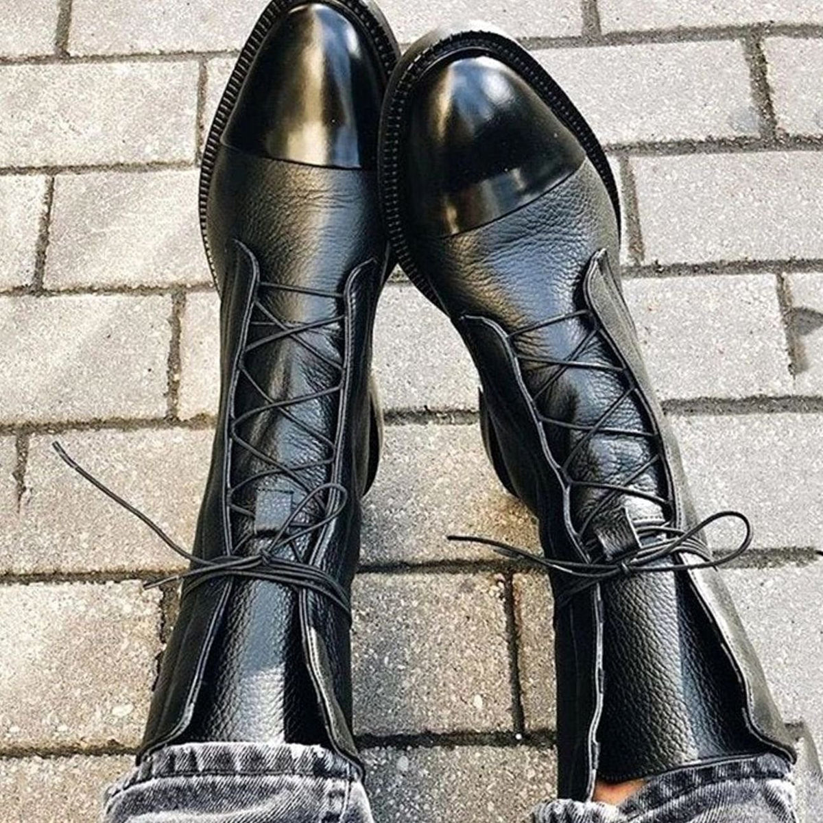 Wren Women's Leather Cap Toe Lace Up Flat Ankle Boots, view 2