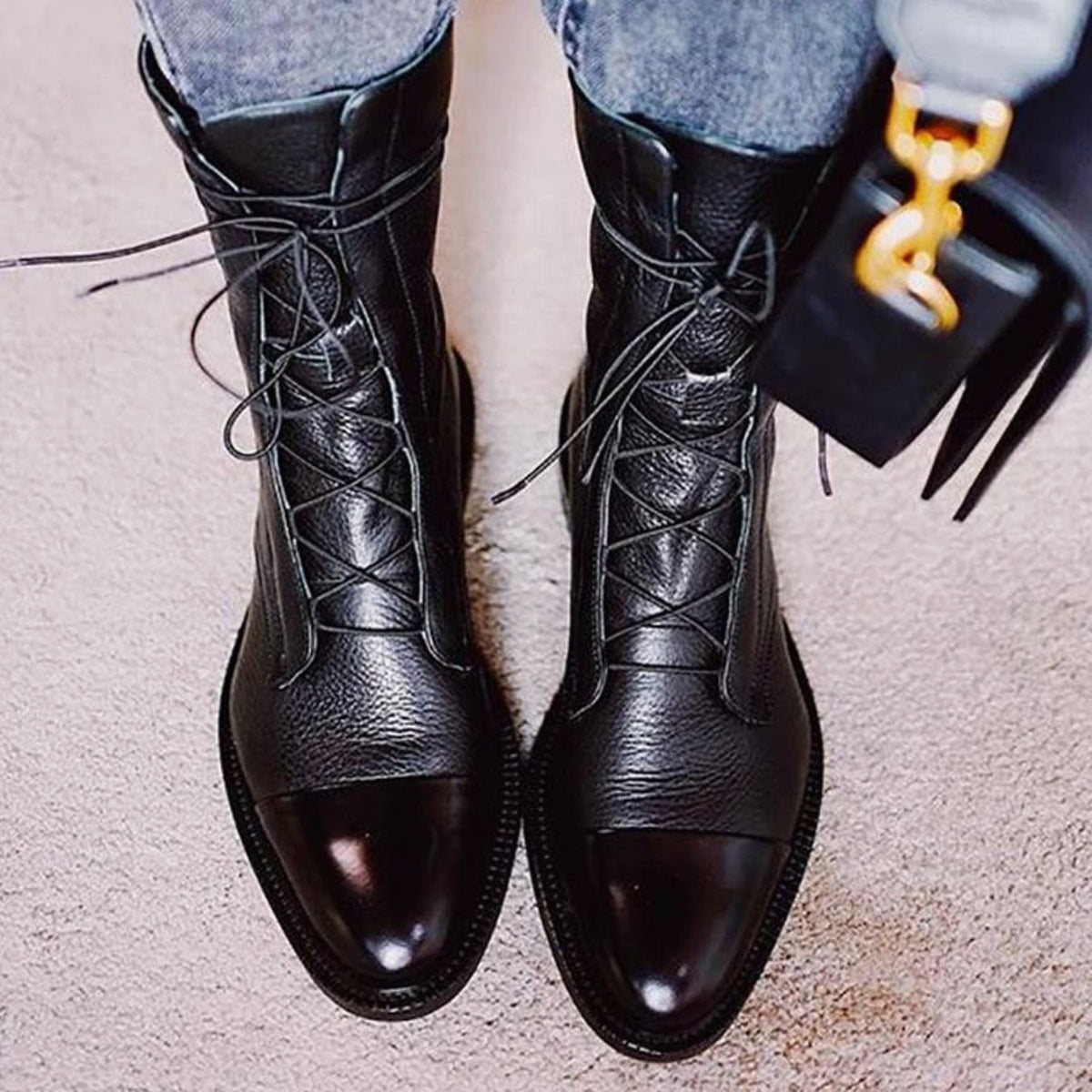 Wren Women's Leather Cap Toe Lace Up Flat Ankle Boots, view 4