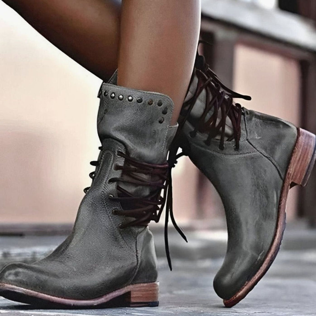 Robyn Women's Faux Leather Lace Up Mid Calf Boots, view 5