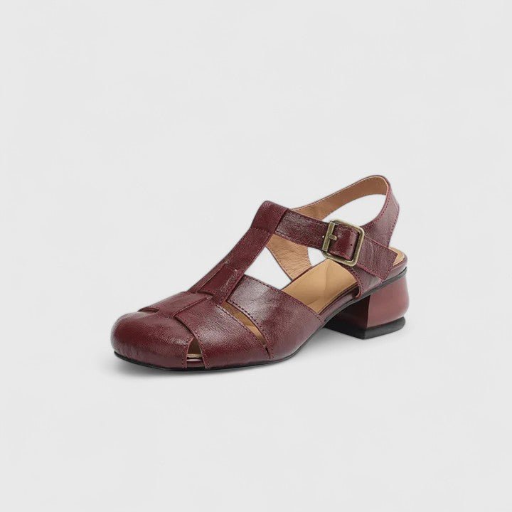 Poppy Women's Leather Square Toe Block Heel Sandals, view 3