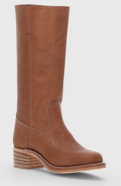 Cleo Women's Leather Square Toe Stacked Heel Knee High Boots, view 10