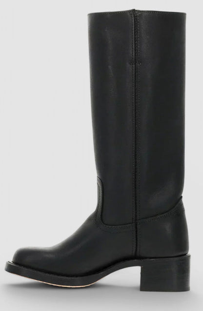 Cleo Women's Leather Square Toe Stacked Heel Knee High Boots, view 14