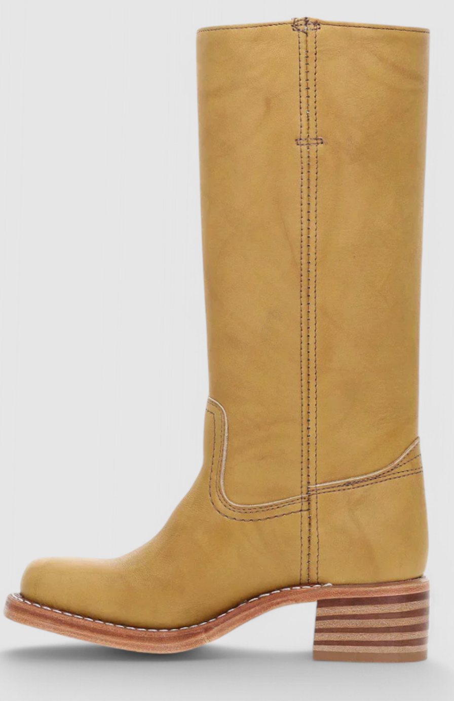 Cleo Women's Leather Square Toe Stacked Heel Knee High Boots, view 16