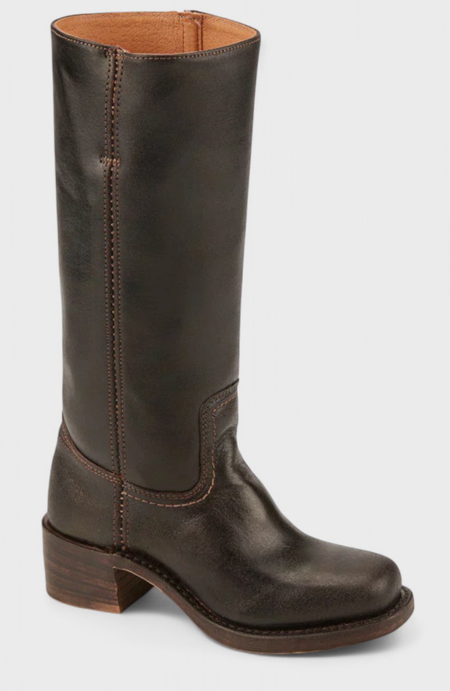 Cleo Women's Leather Square Toe Stacked Heel Knee High Boots, view 17