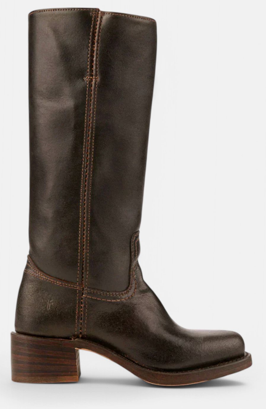 Cleo Women's Leather Square Toe Stacked Heel Knee High Boots, view 19