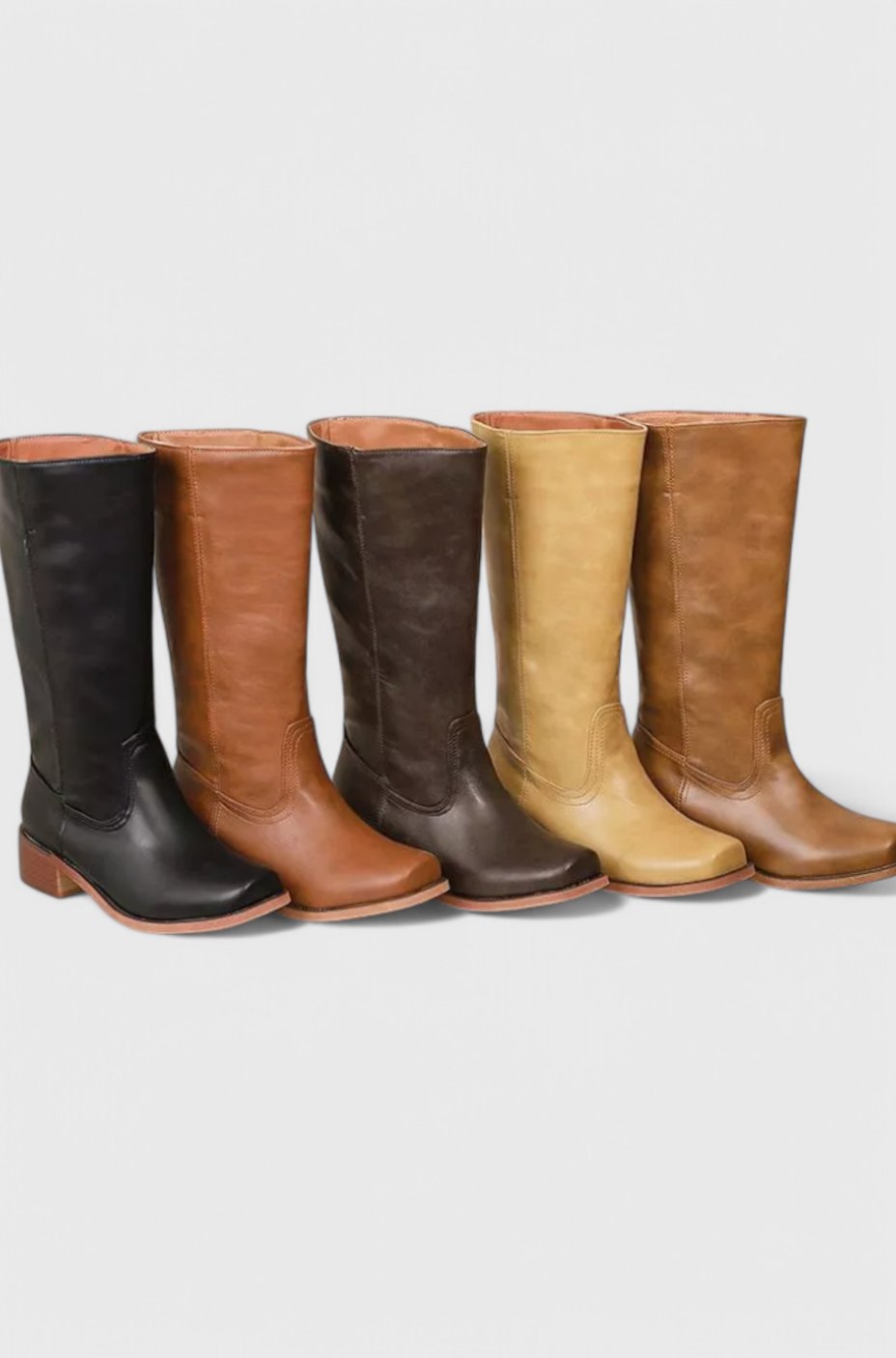 Cleo Women's Leather Square Toe Stacked Heel Knee High Boots, view 8