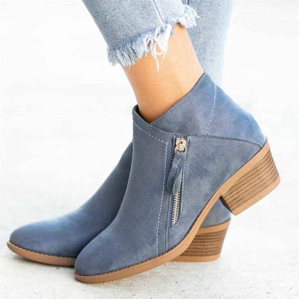 Margot Women's Suede Finish Low Heel Ankle Boots, view 1