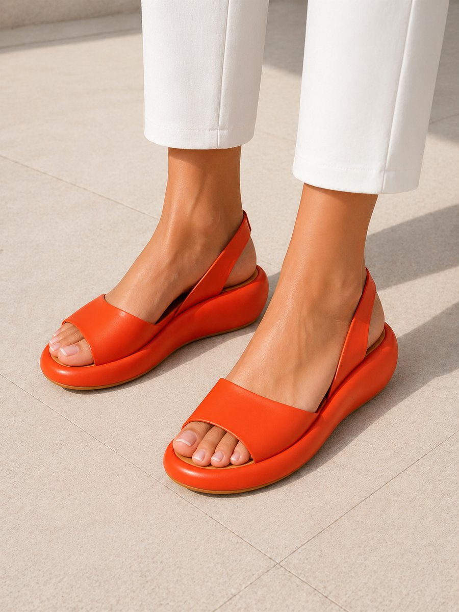 Adeline Women's Open Toe Slingback Low Wedge Sandals, view 5