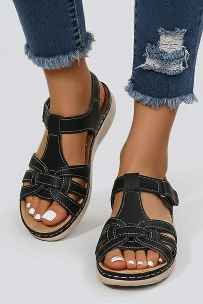 Margot Women's Open Toe Woven Strap Flat Sandals, view 7