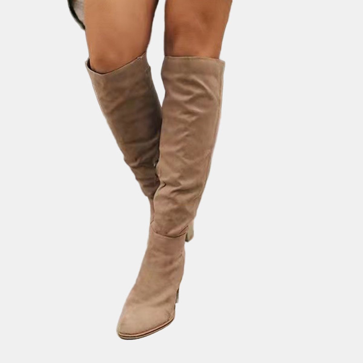 Cleo Women's Over The Knee Block Heel Suede Effect Boots, view 6