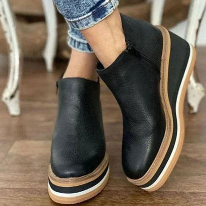 Wren Women's Faux Leather Platform Wedge Slip On Chelsea Boots, view 4