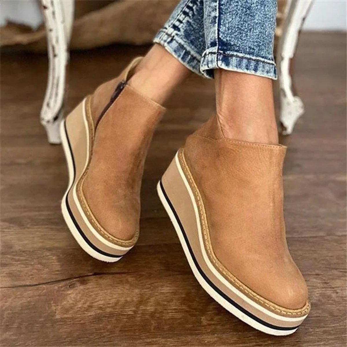 Daisy Women's Faux Leather Platform Wedge Ankle Boots, view 1