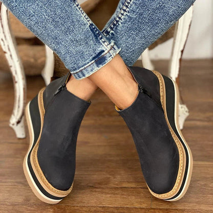 Daisy Women's Faux Leather Platform Wedge Ankle Boots, view 4